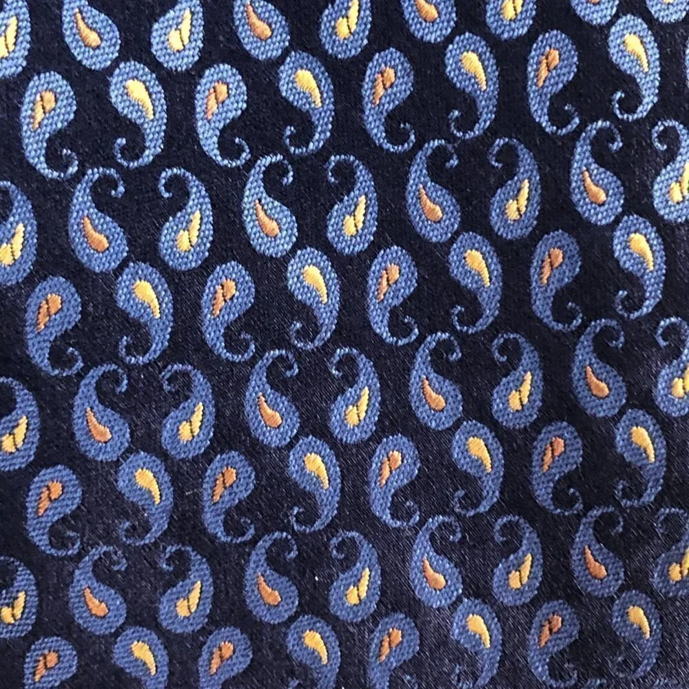 XMI Umbria Silk Necktie Men's Navy & Cobalt with Gold Hand Made Tie - NEW